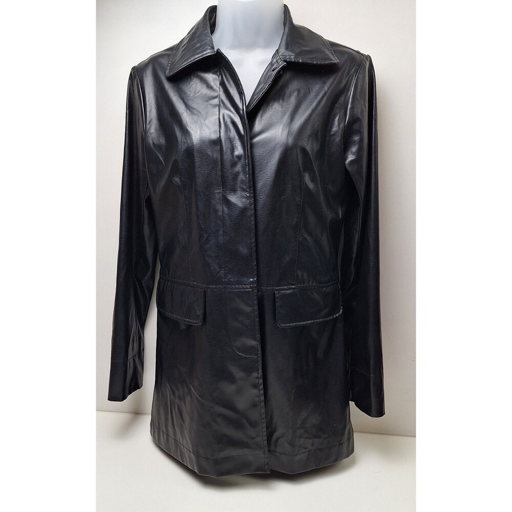Vintage BB Dakota Pret A Porter Faux Leather Lined Black Jacket Coat Women's M